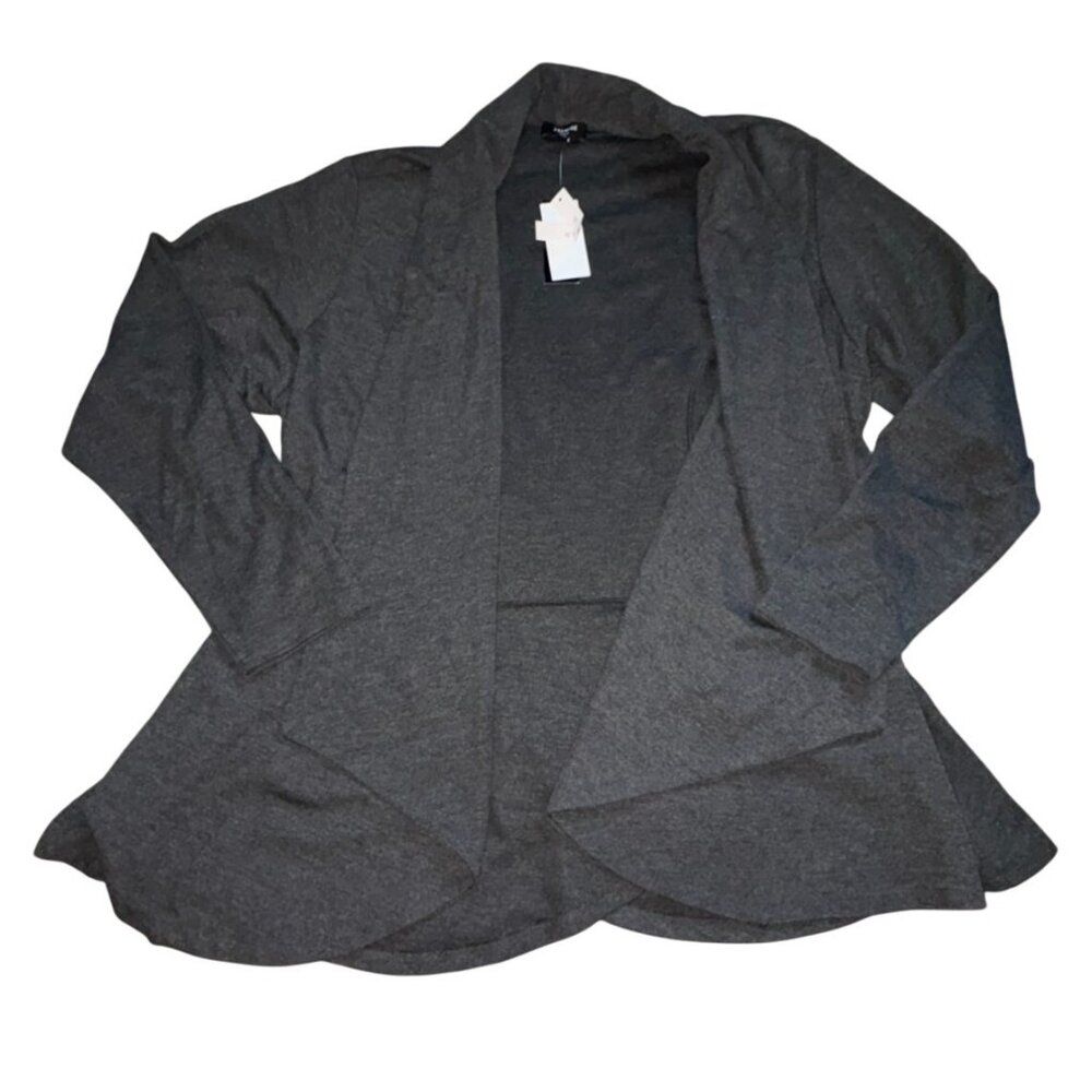 Premise Woman Open Front Knit Cardigan-Gray-Sizw 2X-NWT